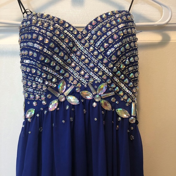 Narianna Strapless Blue Junior Homecoming Dress XS - Picture 4 of 4